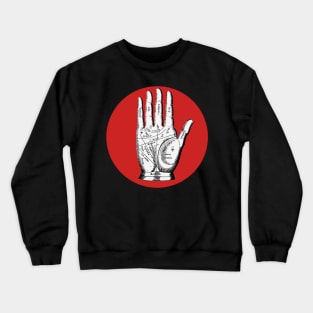 Halloween Fortune, Signs and Omens, Palm - Red and Black Crewneck Sweatshirt